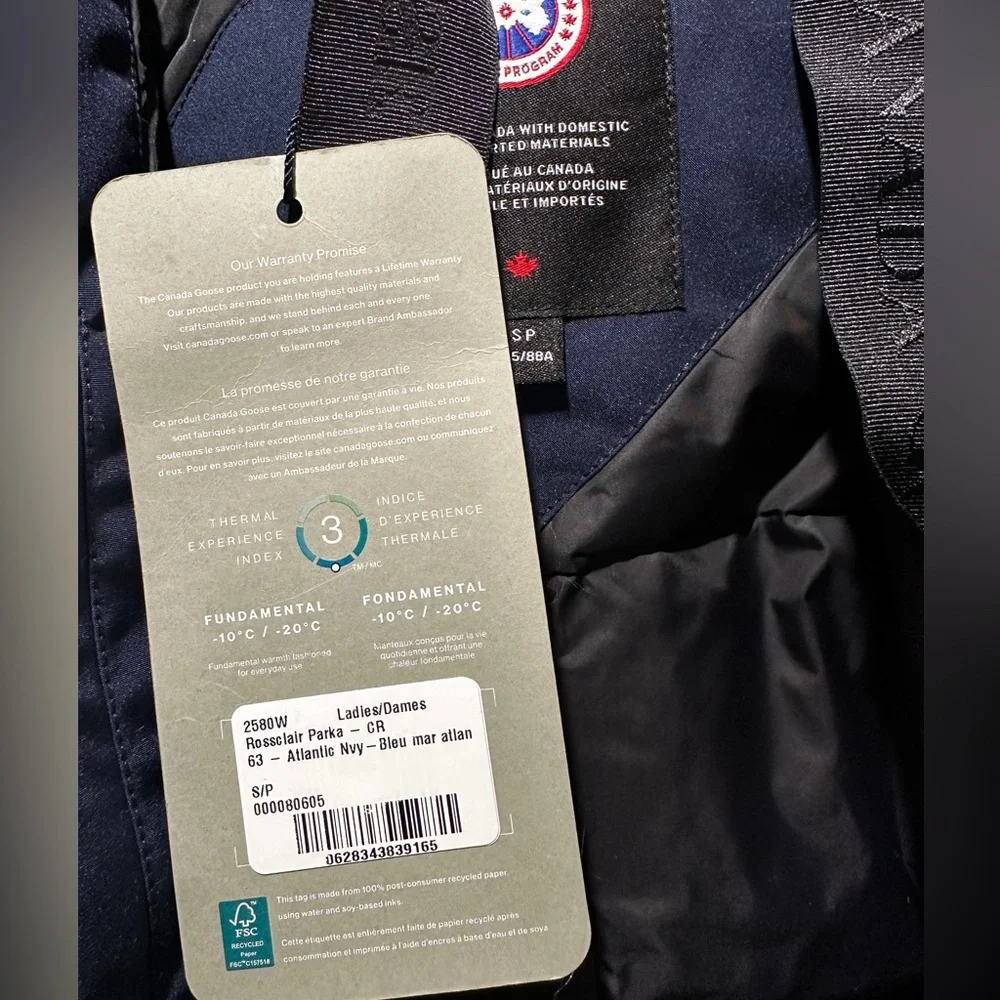NWT New Canada Goode Rossclaire Down Parka in Atlantic Navy Size Small - Picture 5 of 10